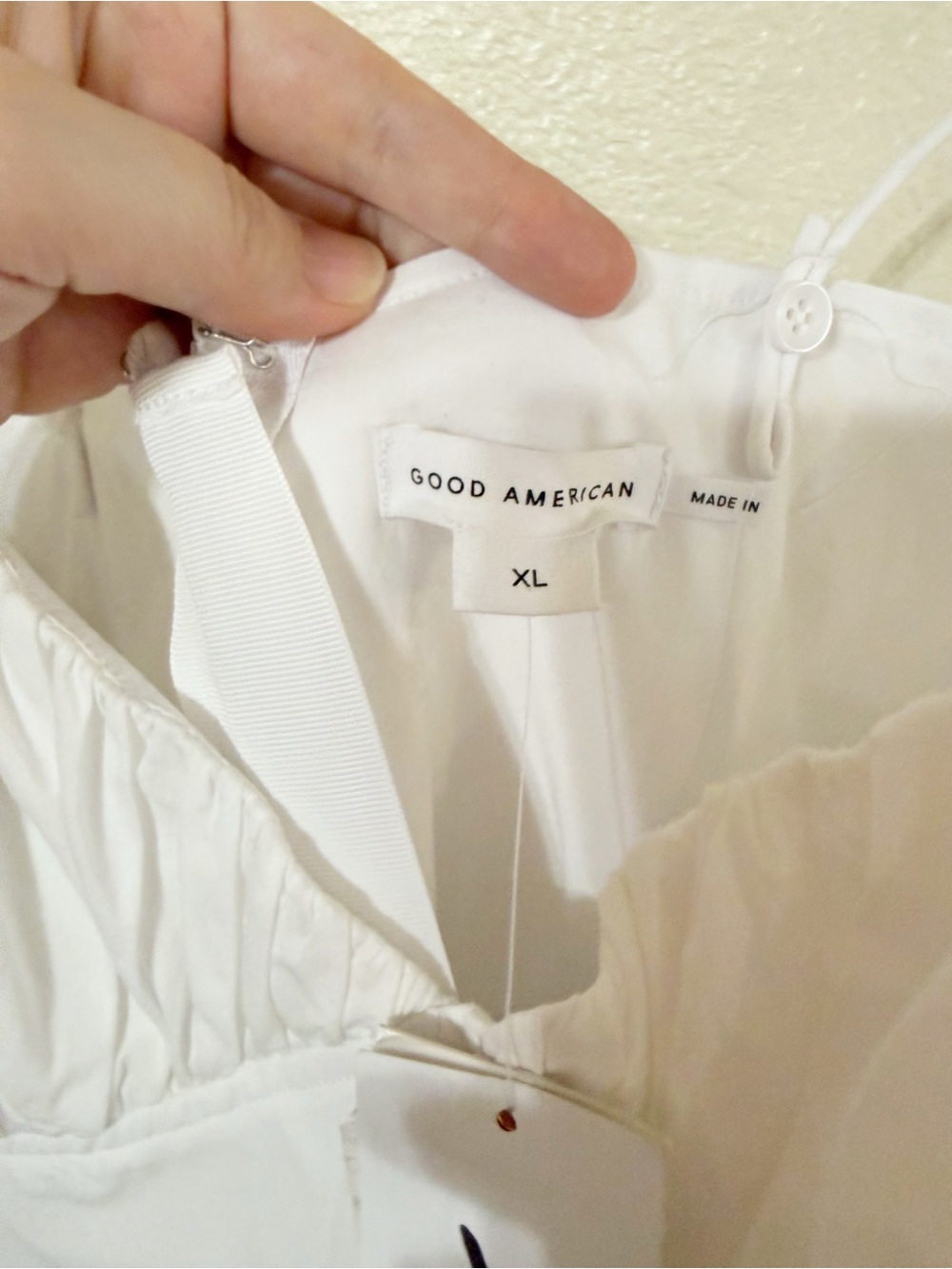 Good American Cotton Poplin Built In Shorts Ruched Cups White Mini Dress XL NEW - Picture 12 of 12